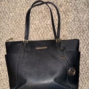 Michael Kors Black Leather Structured Tote